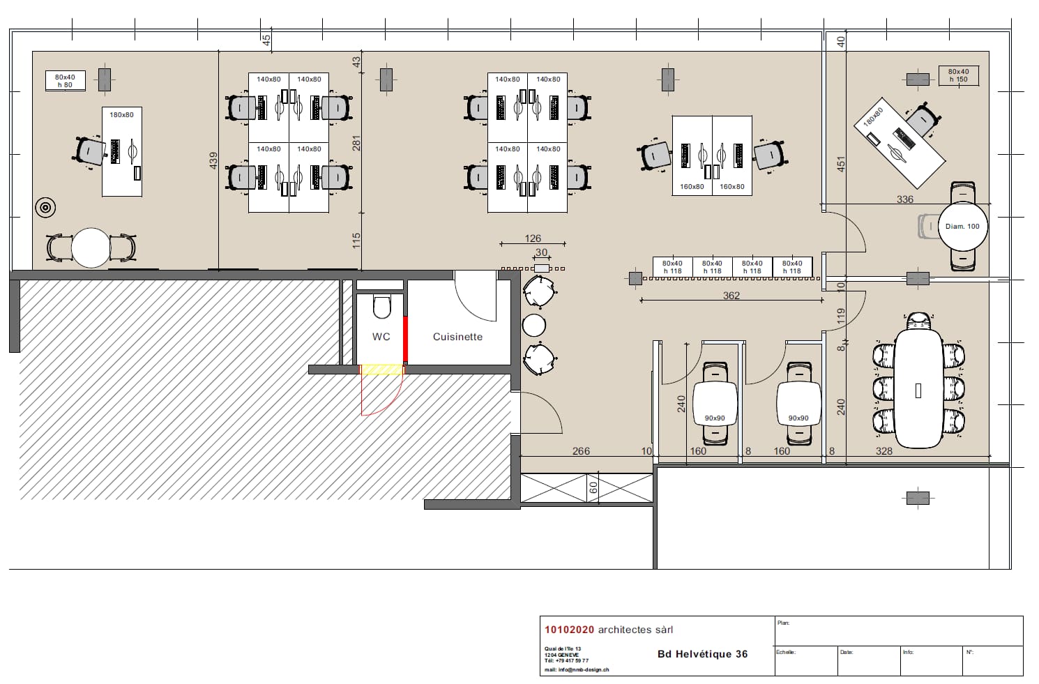 Plan d'exécution du réaménagement — Bd Helvétique 36, Genève, 10102020 Architectes
